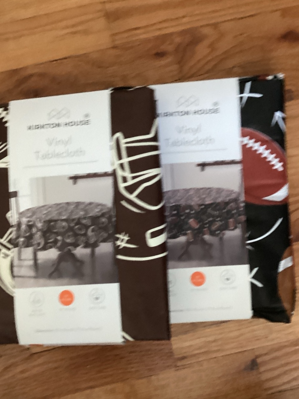 Bright Football & Brown Pattern Vinyl Tablecloths - Set of 2 - Picture 1 of 1